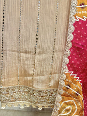 Intricate Hand Work Crush Tissue Unstitched Suit Set