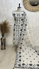 Kota Unstitched Suit Set With Intricate Kantha