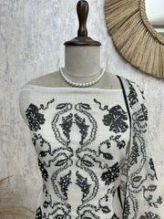 Kota Unstitched Suit Set With Intricate Kantha