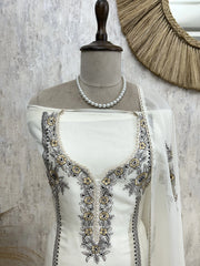 Thread Embroidered Pure Organza Unstitched Suit Set