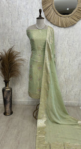 Hand Embroidered Tissue Unstitched Suit Set