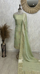 Hand Embroidered Tissue Unstitched Suit Set