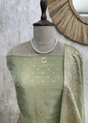 Hand Embroidered Tissue Unstitched Suit Set