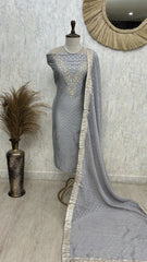 Maheshwari Unstitched Suit Set With Zardozi Work on Neckline