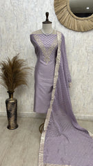 Maheshwari Unstitched Suit Set With Zardozi Work on Neckline