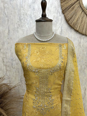 Zardozi Neckline Organza Unstitched Suit Set