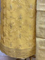 Zardozi Neckline Organza Unstitched Suit Set