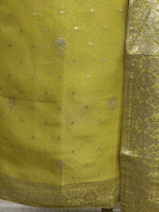 Tissue Unstitched Suit Set With Mirror Work on Neckline