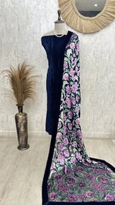 Velvet Unstitched Suit with Brasso Dupatta