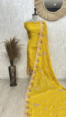 Flamingo Organza Unstitched Suit