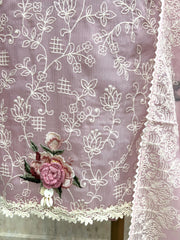 Thread Embroidered Chiffon Organza Unstitched Suit Set