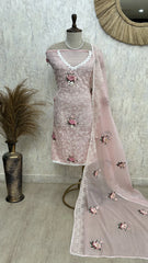 Thread Embroidered Chiffon Organza Unstitched Suit Set