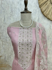 Tissue Unstitched Suit Set With Butterfly Motifs