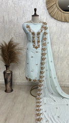 Maple Leaf Embroidery Mul Unstitched Suit Set