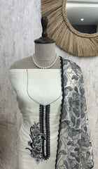 Elegant White Organza Unstitched Suit