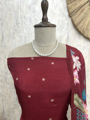 Peacock Print Muslin Unstitched Suit Set