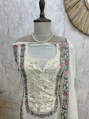 Schiffli Embroidery Mul Unstitched Suit Set