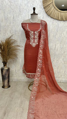 Embroidered Neckline Crush Tissue Unstitched Suit Set