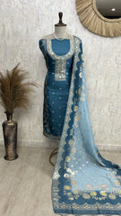 Banarasi Silk Unstitched Suit Set