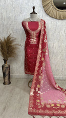 Banarasi Silk Unstitched Suit Set