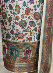 Position Print Banarasi Silk Unstitched Suit