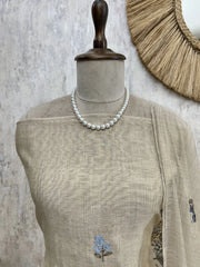 Hem Thread Work Jamdani Linen Unstitched Suit Set