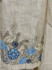 Hem Thread Work Jamdani Linen Unstitched Suit Set