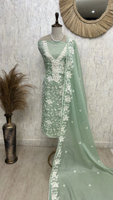 Thread Embroidered Kota Unstitched Suit Set