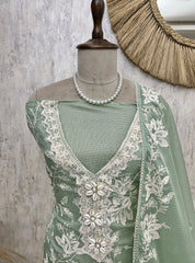 Thread Embroidered Kota Unstitched Suit Set