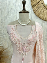 Georgette Unstitched Suit Set With Chikankari Work