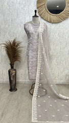 Maheshwari elegance in dusty lilac with threadwork