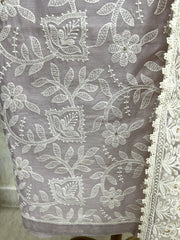 Maheshwari elegance in dusty lilac with threadwork