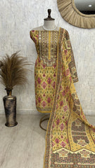 Maheshwari Unstitched Suit Set With Mirror Work