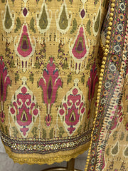 Maheshwari Unstitched Suit Set With Mirror Work