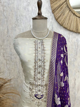 Tissue Silk Unstitched Suit Set With Hand Work