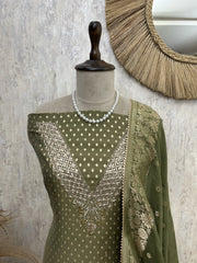 Regal Olive Maheshwari Unstitched suit