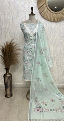 Printed Jamdani Linen Unstitched Suit Set