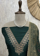 Khadi Silk Unstitched Suit Set With Katdana Work