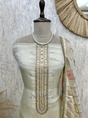 Tissue Silk Unstitched Suit Set With Embroidered Dupatta