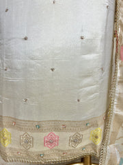 Tissue Silk Unstitched Suit Set With Embroidered Dupatta