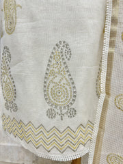 Kota Unstitched Suit Set With Pearl Work