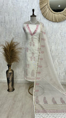 Kota Unstitched Suit Set With Pearl Work