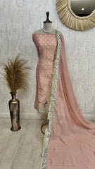 Tissue Unstitched Suit Set With Zari Work