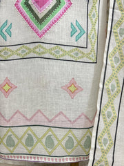 Printed Linen Unstitched Suit Set With Pearl Work