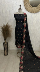 Thread Embroidered Opada Silk Unstitched Suit Set