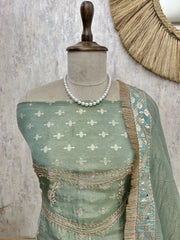 Tissue Unstitched Suit Set With Zari Work