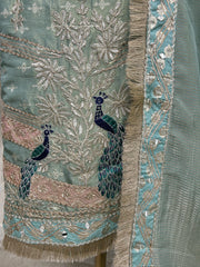 Tissue Unstitched Suit Set With Zari Work