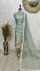 Tissue Unstitched Suit Set With Zari Work