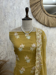 Chiffon Organza Unstitched Suit with Floral Embroidery