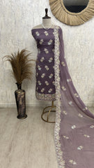 Chiffon Organza Unstitched Suit with Floral Embroidery